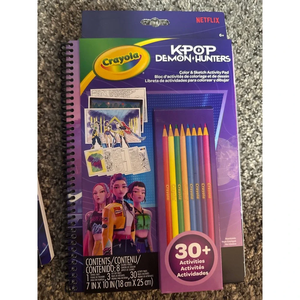 Crayola K-Pop Demon Hunters Netflix Color & Sketch Activity Pad Set of 2 New